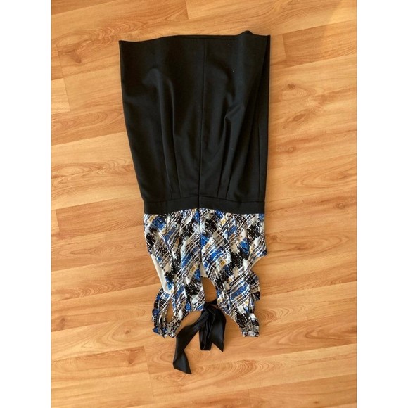 BCBG BowTie Embellished Beaded Empire Blue White Yellow Pleated Dress Size 6 a1 - Picture 4 of 12